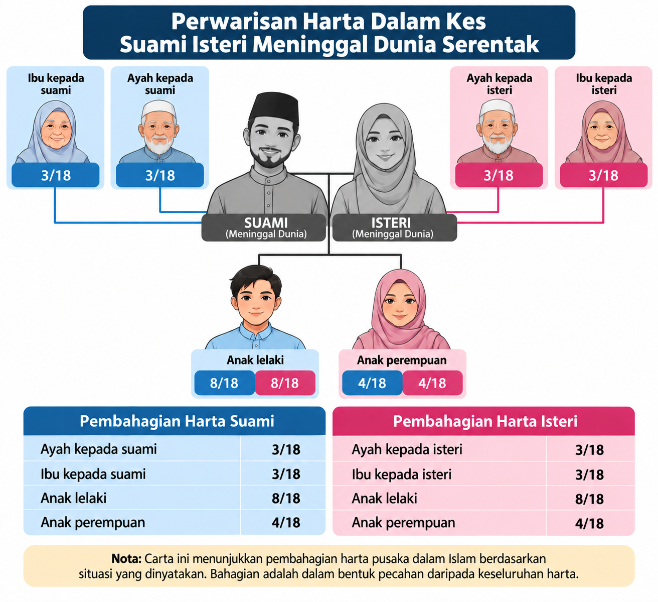 Pembahagian Harta Suami Isteri Meninggal Serentak